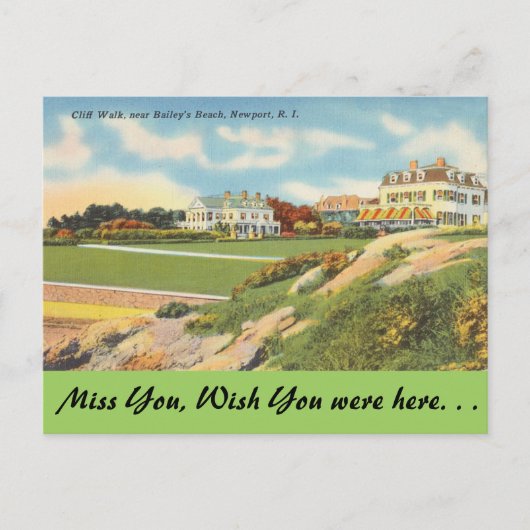 Rhode Island, Cliff Walk, Newport Postkarte (Vorderseite)