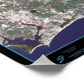 Rhode Island Coastline Satellitenposter Poster (Ecke)
