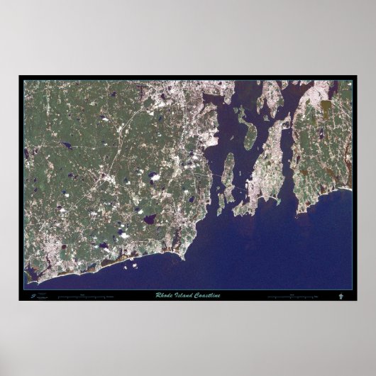 Rhode Island Coastline Satellitenposter Poster (Vorne)