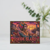 Rhode Island Día de los Muertos Retro Postkarte (Stehend Vorderseite)