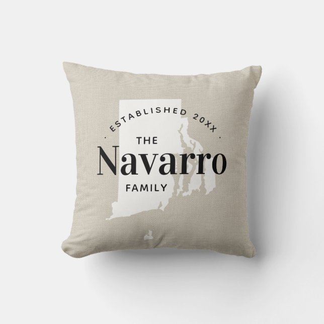 Rhode Island Family Monogram Staat Throw Kissen (Vorderseite)