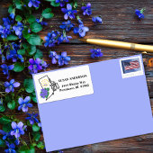Rhode Island Flag & Blume Blue Violet Custom Adressaufkleber