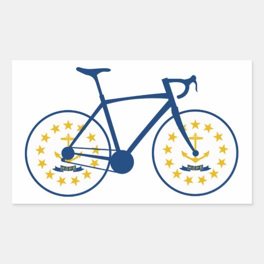Rhode Island Flag Cycling Rechteckiger Aufkleber (Vorderseite)