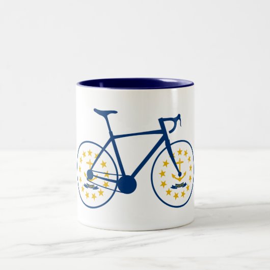 Rhode Island Flag Cycling Zweifarbige Tasse (Mittel)