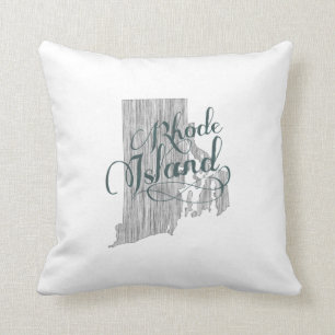 Rhode Island geformte Typografie Vintage-Kalligraf Kissen