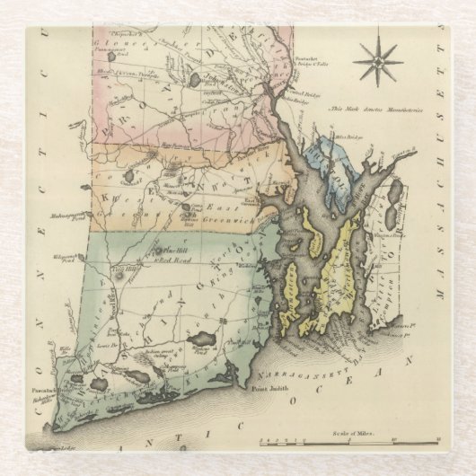 Rhode Island Glasuntersetzer (Vorderseite)