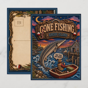 Rhode Island Gone Fishing Atlantischer Stör Postkarte