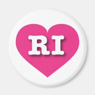 Rhode Island Hot Pink Heart - I Liebe RI Magnet
