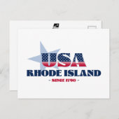 Rhode Island in Rot, Weiß und Blau Postkarte (Vorne/Hinten)