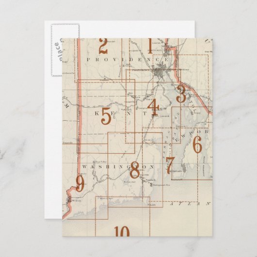 Rhode Island Index-Karte Postkarte (Vorne/Hinten)