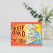 Rhode Island Karte Postkarte (Stehend Vorderseite)
