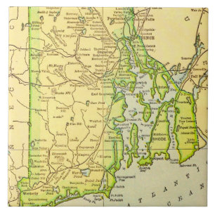 Rhode Island Karte Postkarte Fliese