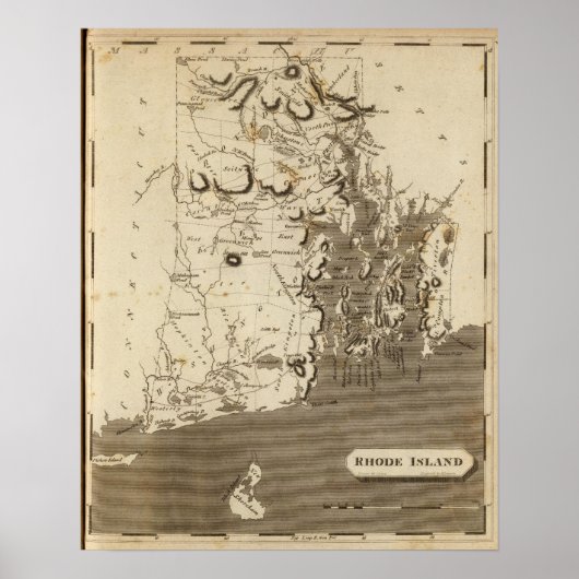 Rhode Island Karte von Arrowsmith Poster (Vorne)