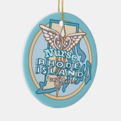 Rhode Island Krankenschwester Caduceus  Keramik Ornament (Rechts)