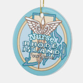 Rhode Island Krankenschwester Caduceus  Keramik Ornament (Links)