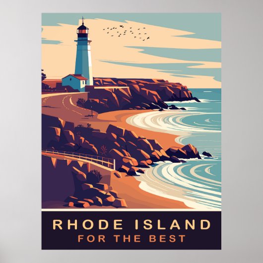 Rhode Island, Leuchtturm an der Küste, Reisen Poster (Vorne)