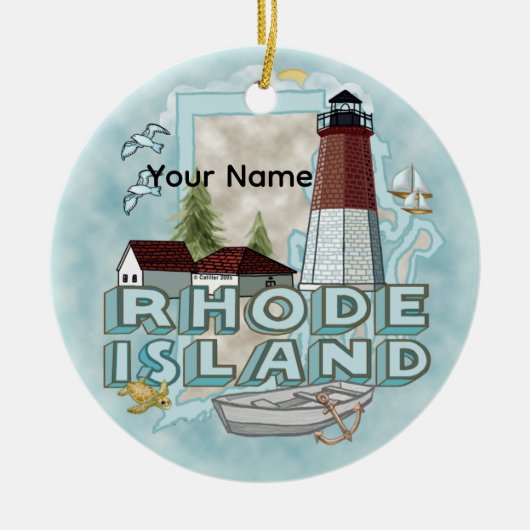 Rhode Island Lighthouse Keramik Ornament (Vorne)