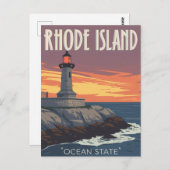 Rhode Island Lighthouse Sunset Postkarte (Vorne/Hinten)