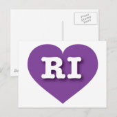 Rhode Island Lila Herz - I Liebe RI Postkarte (Vorne/Hinten)