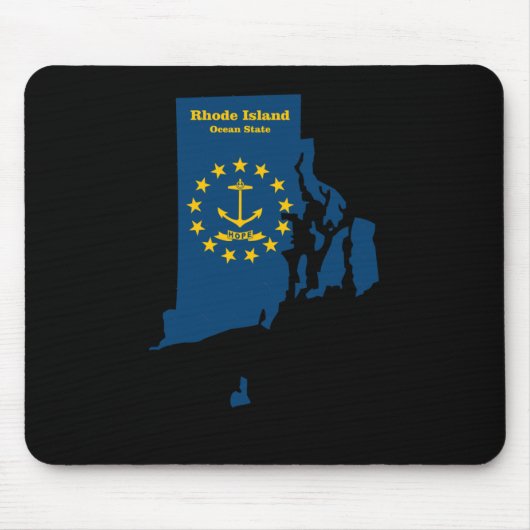 Rhode Island Map Flaggenaufkleber Mousepad (Vorne)
