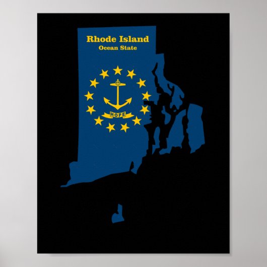 Rhode Island Map Flaggenaufkleber Poster (Vorne)