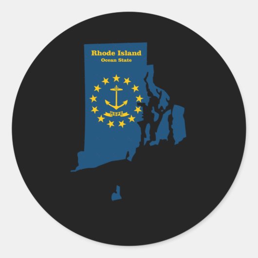Rhode Island Map Flaggenaufkleber Runder Aufkleber (Vorderseite)