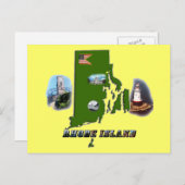 Rhode Island Map, Fotos und Text Postkarte (Vorne/Hinten)