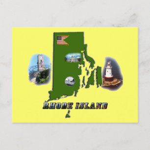 Rhode Island Map, Fotos und Text Postkarte