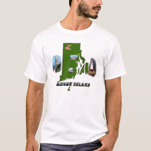 Rhode Island Map, Fotos und Text T-Shirt