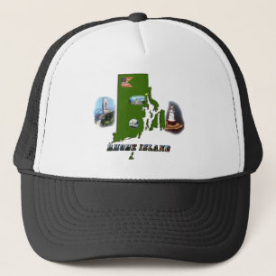 Rhode Island Map, Fotos und Text Truckerkappe