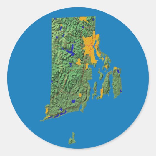 Rhode Island Map Sticker (Vorderseite)