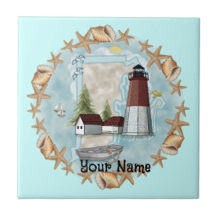 Rhode Island Muscheln Lighthouse Tile Fliese