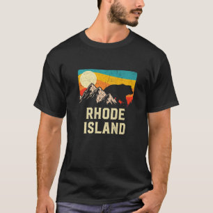 Rhode Island Natur Wilder Bär Retro Sonnenuntergan T-Shirt