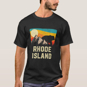 Rhode Island Natur Wilder Bär Retro Sonnenuntergan T-Shirt