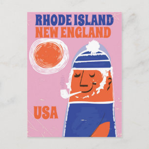 Rhode Island, New England Fischernte Vintage Poste Postkarte