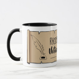 Rhode Island Notar Public Scroll Feather Quill Tasse