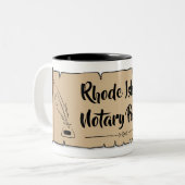 Rhode Island Notar Public Scroll Feather Quill Zweifarbige Tasse (Vorderseite Links)