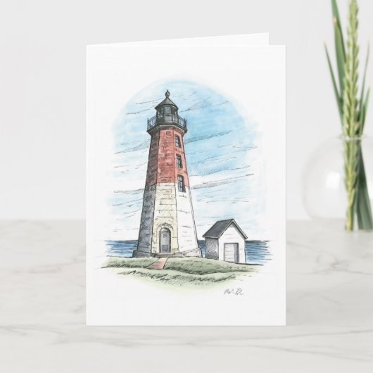 Rhode Island Notecard mit Point Judith Light Karte (Vorderseite)