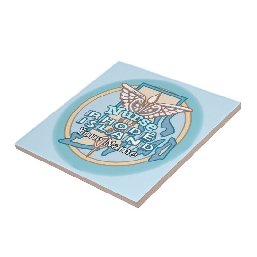 Rhode Island Nurse Caduceus Tile Fliese (Seite)