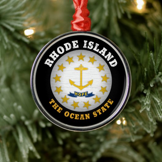 RHODE ISLAND OCEAN STAAT STAAT FLAG ORNAMENT AUS METALL (Baum)