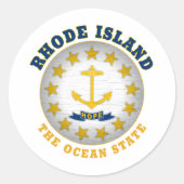 RHODE ISLAND OCEAN STAAT STAAT FLAG RUNDER AUFKLEBER (Vorderseite)