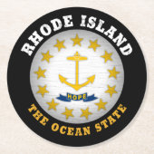 RHODE ISLAND OCEAN STAAT STAAT FLAG RUNDER PAPPUNTERSETZER (Vorderseite)