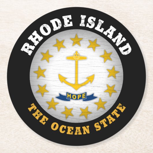 RHODE ISLAND OCEAN STAAT STAAT FLAG RUNDER PAPPUNTERSETZER (Vorderseite)