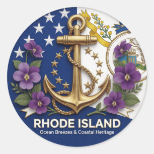 Rhode Island Ocean State Erbe ⚓ Runder Aufkleber