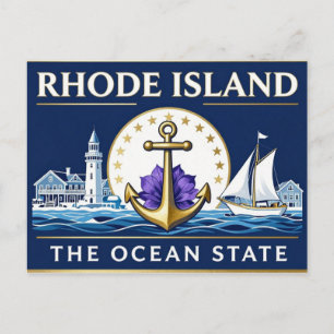 RHODE ISLAND Ocean State Küstenkulturerbe Postkarte