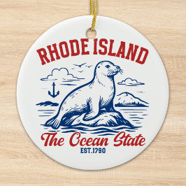 Rhode Island Ocean State Seal Design Keramik Ornament
