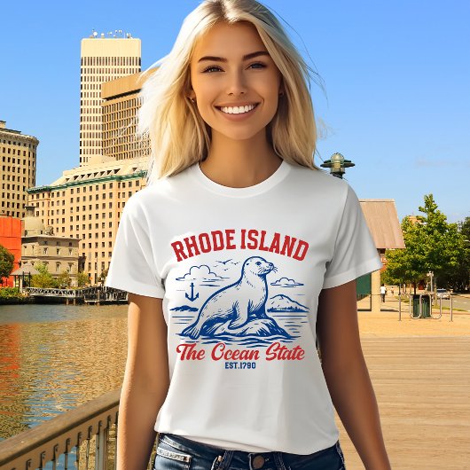 Rhode Island Ocean State Seal Design Tri-Blend Shirt