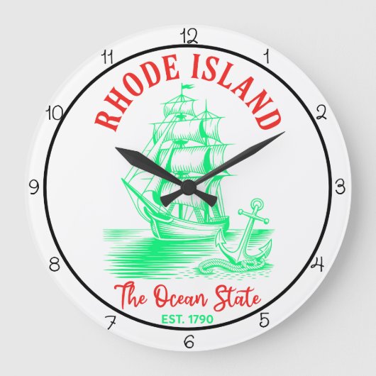 Rhode Island Ocean State Ship Große Wanduhr (Vorderseite)