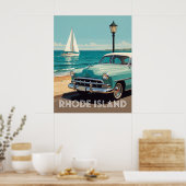 🌊 Rhode Island Oldtimer an der Küste Poster (Küche)