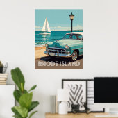 🌊 Rhode Island Oldtimer an der Küste Poster (Heimbüro)